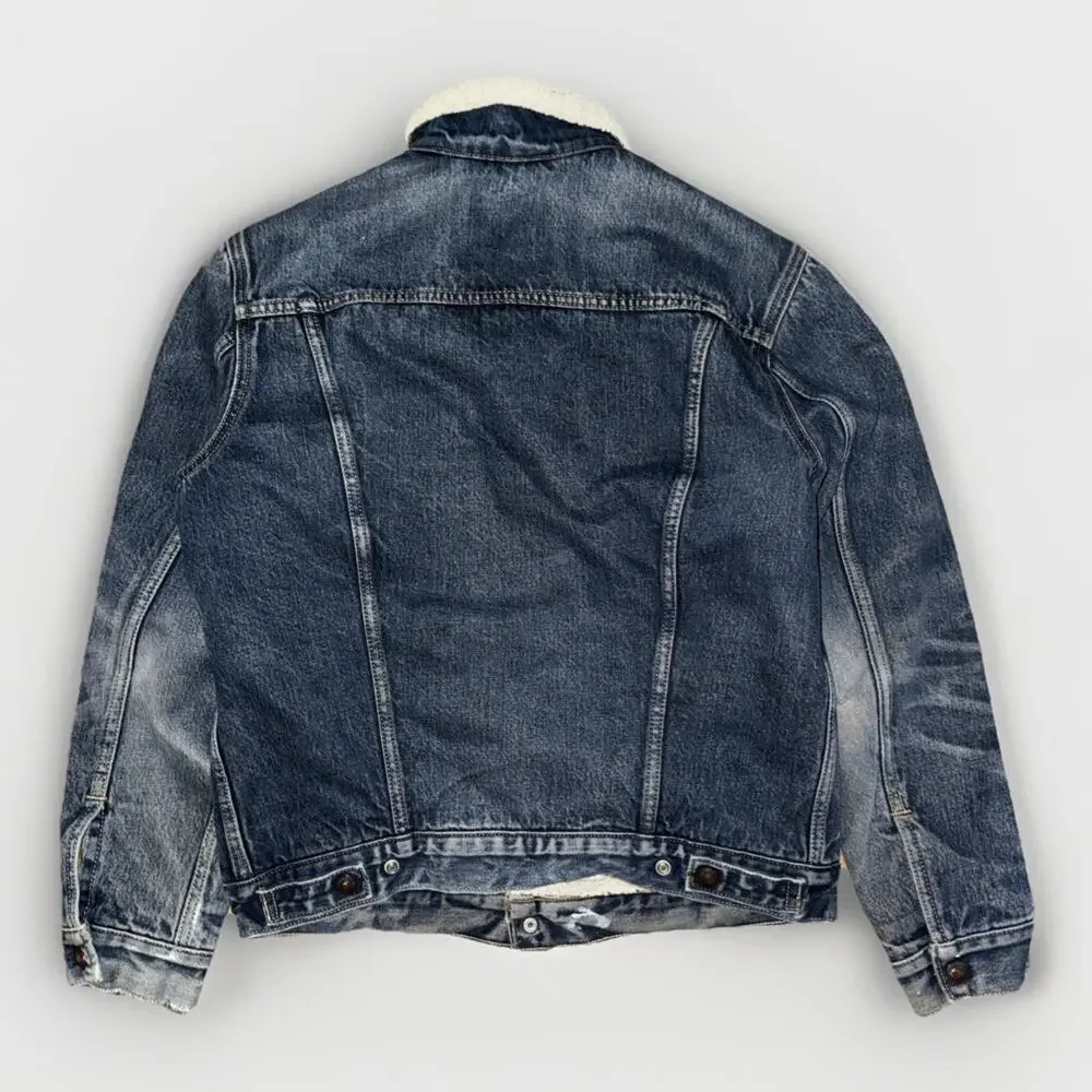 Levi’s Sherpa Lines Denim Jacket Medium Dark Blue 22x24 Honeycomb Fade